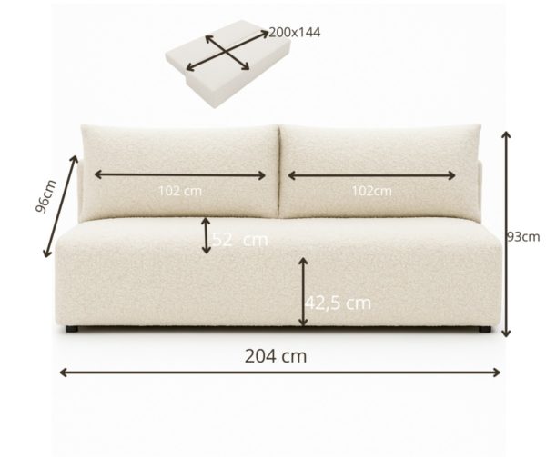 Kanapa LUNO z funkcją spania – Boucle,  sofa do salonu