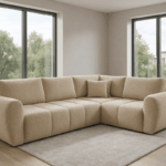 Narożnik z funkcją spania Lusso – rozkładany narożnik z pojemnikiem  tkanina Boucle