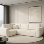 Narożnik z funkcją spania Lusso – rozkładany narożnik z pojemnikiem  tkanina Boucle