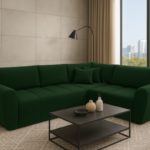 Narożnik z funkcją spania Lusso – rozkładany narożnik z pojemnikiem  tkanina Velvet