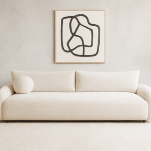 Sofa NUBE Bouclé – designerska sofa z funkcją spania i pojemnikiem