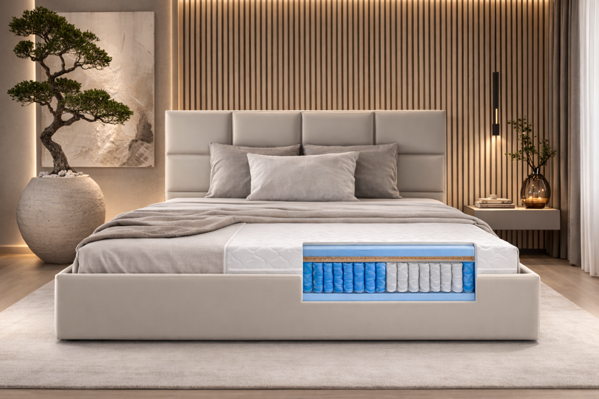 Materac kieszeniowy LUX Pocket z kokosem H2/H3 komfort i zdrowy sen